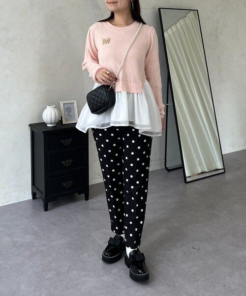 prose verse（プロズヴェール）の「裾オーガンジーペプラムドッキングニット（ニット/セーター・レディース・ブラック/ホワイト系その他/ピンク・MEDIUM/LARGE）」の14枚目の写真