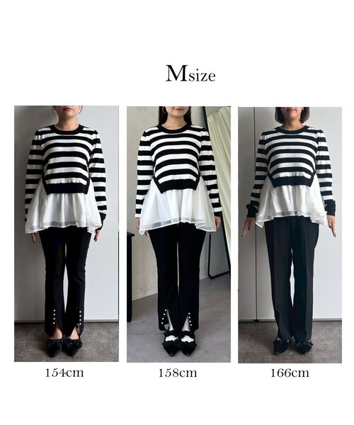 prose verse（プロズヴェール）の「裾オーガンジーペプラムドッキングニット（ニット/セーター・レディース・ブラック/ホワイト系その他/ピンク・MEDIUM/LARGE）」の15枚目の写真