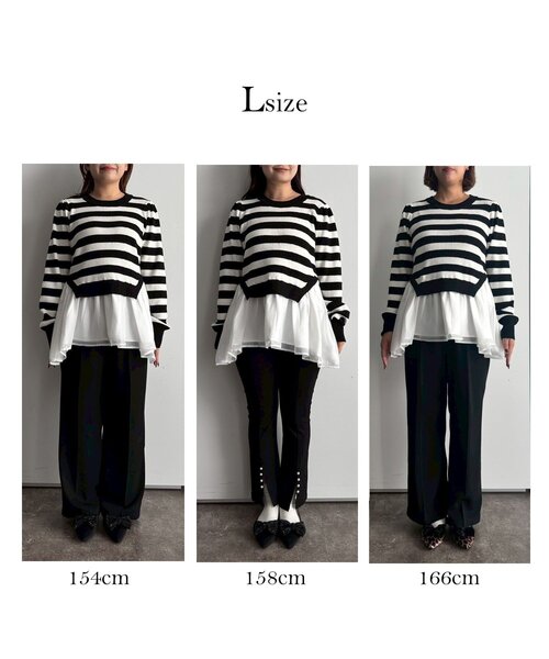 prose verse（プロズヴェール）の「裾オーガンジーペプラムドッキングニット（ニット/セーター・レディース・ブラック/ホワイト系その他/ピンク・MEDIUM/LARGE）」の16枚目の写真