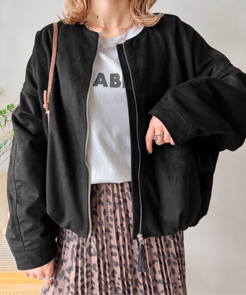 CURA CLOSET（キュラ クローゼット）の「【ema.217 select】フェイクスエードブルゾン（ブルゾン・レディース・ベージュ/カーキ/ブラック/キャメル/ブラウン・フリー）」の2枚目の写真