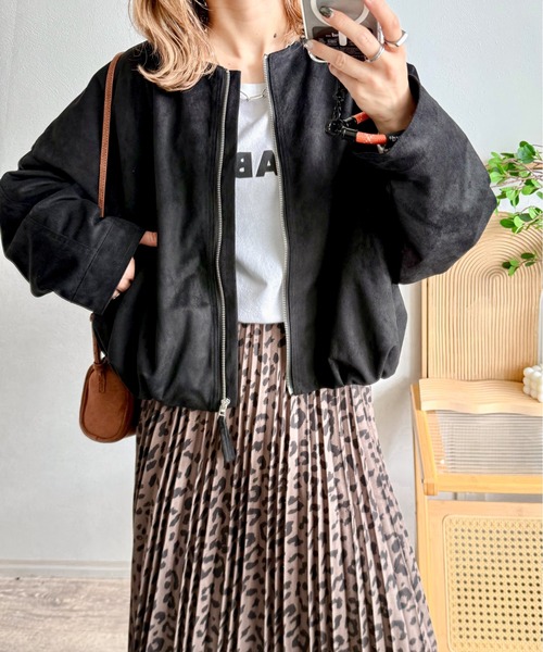 CURA CLOSET（キュラ クローゼット）の「【ema.217 select】フェイクスエードブルゾン（ブルゾン・レディース・ベージュ/カーキ/ブラック/キャメル/ブラウン・フリー）」の7枚目の写真