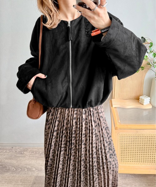 CURA CLOSET（キュラ クローゼット）の「【ema.217 select】フェイクスエードブルゾン（ブルゾン・レディース・ベージュ/カーキ/ブラック/キャメル/ブラウン・フリー）」の8枚目の写真