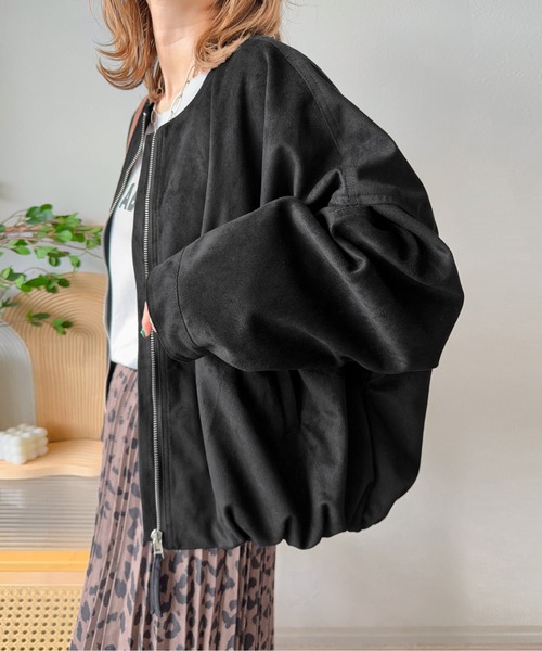 CURA CLOSET（キュラ クローゼット）の「【ema.217 select】フェイクスエードブルゾン（ブルゾン・レディース・ベージュ/カーキ/ブラック/キャメル/ブラウン・フリー）」の10枚目の写真