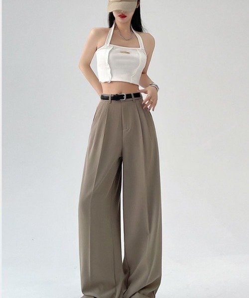 LETee(レティー)の「ツータックワイドレッグパンツ/ターンアップボトムス(その他パンツ・レディース・ブラック/ベージュ/ホワイト・S/M)」の6枚目の写真