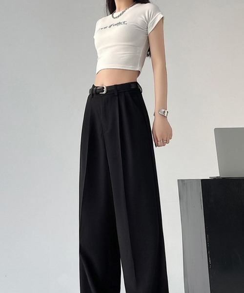 LETee(レティー)の「ツータックワイドレッグパンツ/ターンアップボトムス(その他パンツ・レディース・ブラック/ベージュ/ホワイト・S/M)」の18枚目の写真