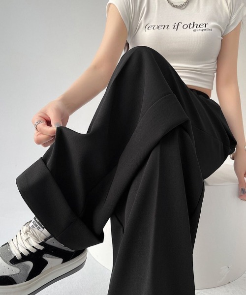 LETee(レティー)の「ツータックワイドレッグパンツ/ターンアップボトムス(その他パンツ・レディース・ブラック/ベージュ/ホワイト・S/M)」の20枚目の写真