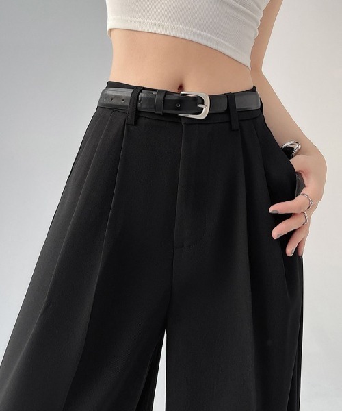 LETee(レティー)の「ツータックワイドレッグパンツ/ターンアップボトムス(その他パンツ・レディース・ブラック/ベージュ/ホワイト・S/M)」の21枚目の写真
