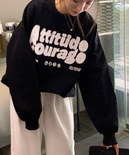 SallyLunn（サリーラン）の「ロゴプリントビッグスウェット（スウェット・レディース・ホワイト/ブラック・L/M）」の5枚目の写真