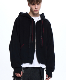 RSSC（アールエスエスシー）の「DENIM STRAP CROP HOOD ZIPUP - BLACK（パーカー）」