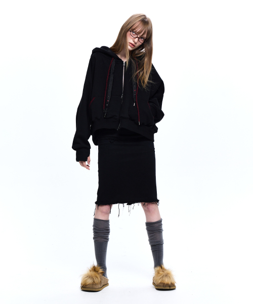 RSSC(アールエスエスシー)の「DENIM STRAP CROP HOOD ZIPUP - BLACK(パーカー・レディース・その他・1/2)」の6枚目の写真