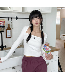 muahmuah（ムーアムーア）の「Logo Stitch Bolero Long Sleeve T-shirt [3 Colors]（Tシャツ/カットソー・レディース）」