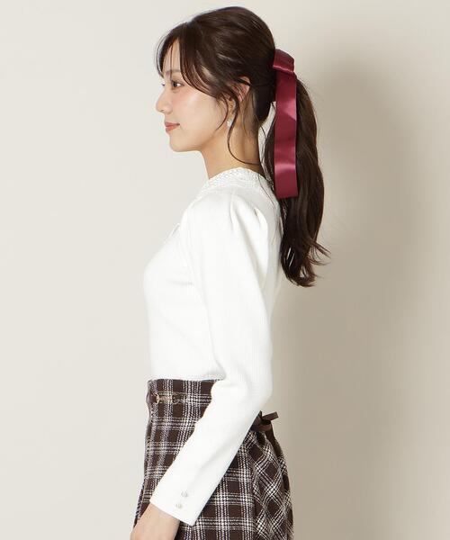 WILLSELECTION(ウィルセレクション)の「リボンレースカラータックスリーブニット(ニット/セーター・レディース・ブラック/ピンク/オフホワイト/ブルー・FREE)」の11枚目の写真