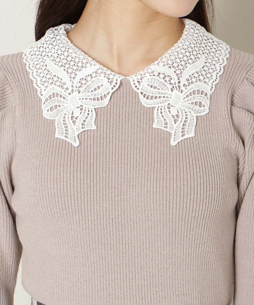 WILLSELECTION(ウィルセレクション)の「リボンレースカラータックスリーブニット(ニット/セーター・レディース・ブラック/ピンク/オフホワイト/ブルー・FREE)」の8枚目の写真