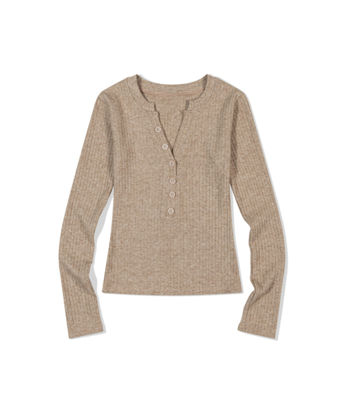 MOAA（モア）の「Henley Rib Knit Top (BEIGE)（ニット/セーター・レディース・その他・SMALL/MEDIUM）」の2枚目の写真