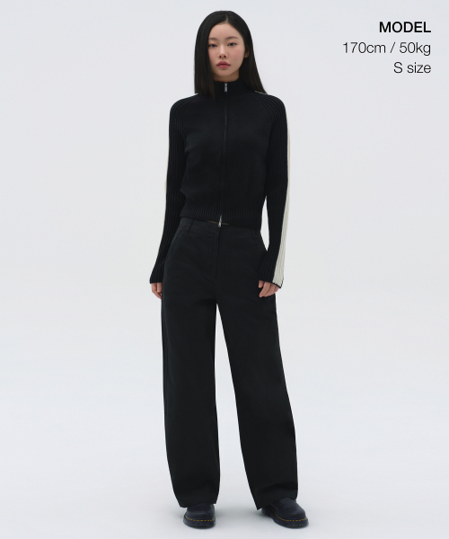 MUSINSA STANDARD WOMAN（ムシンサスタンダードウーマン）の「ウィメンズトラックニットジップアップ[ブラック]（ニット/セーター・レディース・その他・SMALL/MEDIUM/LARGE）」の2枚目の写真