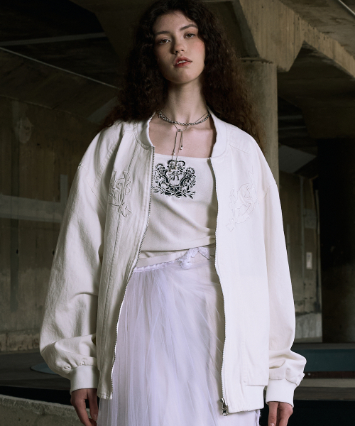 アンドレキム x スロウエシッド フラワーディテールブルゾン [ホワイト]