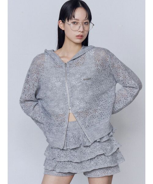 EMODA(エモダ)の「シアーニットフーディ(パーカー・レディース・ブラック/グレー/ホワイト・FREE)」の16枚目の写真