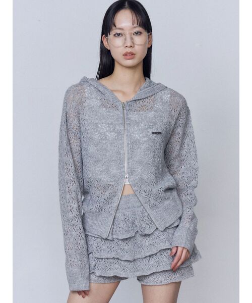 EMODA(エモダ)の「シアーニットフーディ(パーカー・レディース・ブラック/グレー/ホワイト・FREE)」の17枚目の写真