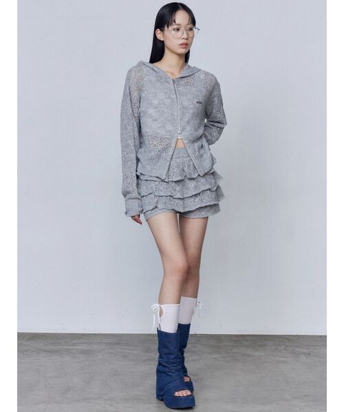 EMODA(エモダ)の「シアーニットフーディ(パーカー・レディース・ブラック/グレー/ホワイト・FREE)」の18枚目の写真