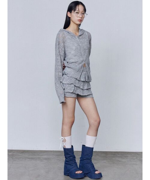 EMODA(エモダ)の「シアーニットフーディ(パーカー・レディース・ブラック/グレー/ホワイト・FREE)」の19枚目の写真