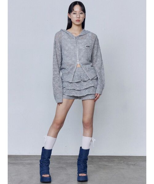 EMODA(エモダ)の「シアーニットフーディ(パーカー・レディース・ブラック/グレー/ホワイト・FREE)」の20枚目の写真