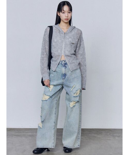 EMODA(エモダ)の「シアーニットフーディ(パーカー・レディース・ブラック/グレー/ホワイト・FREE)」の21枚目の写真