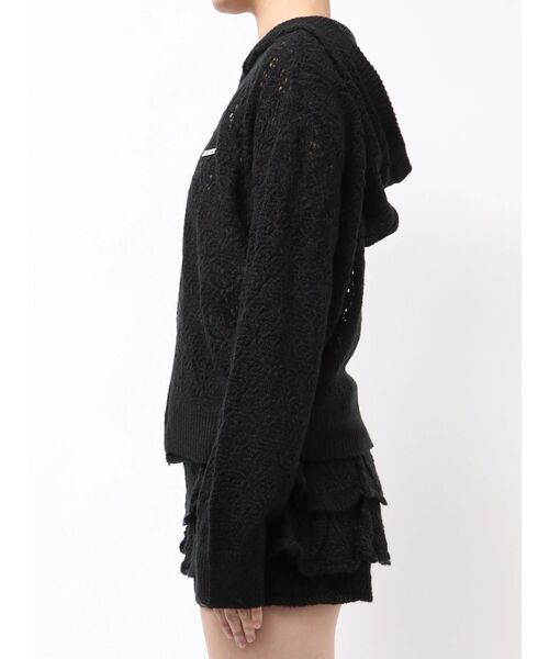 EMODA(エモダ)の「シアーニットフーディ(パーカー・レディース・ブラック/グレー/ホワイト・FREE)」の6枚目の写真