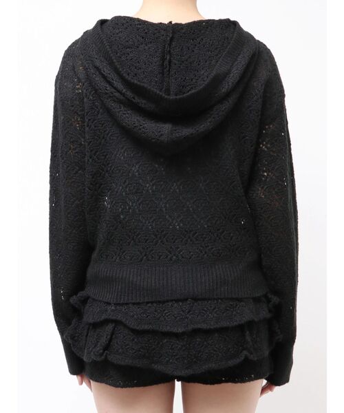 EMODA(エモダ)の「シアーニットフーディ(パーカー・レディース・ブラック/グレー/ホワイト・FREE)」の7枚目の写真