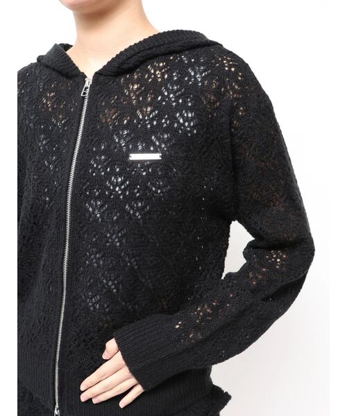 EMODA(エモダ)の「シアーニットフーディ(パーカー・レディース・ブラック/グレー/ホワイト・FREE)」の9枚目の写真