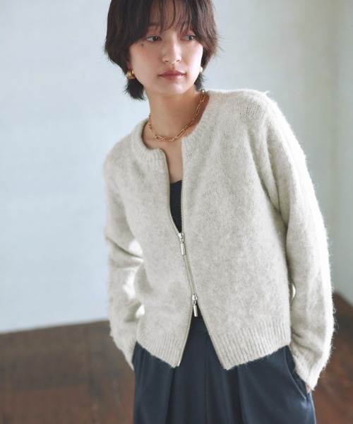 RASW（ラス）の「［RASW］シャギーWジップカーディガン（カーディガン/ボレロ・レディース・アイボリー/チャコール・L/M）」の3枚目の写真