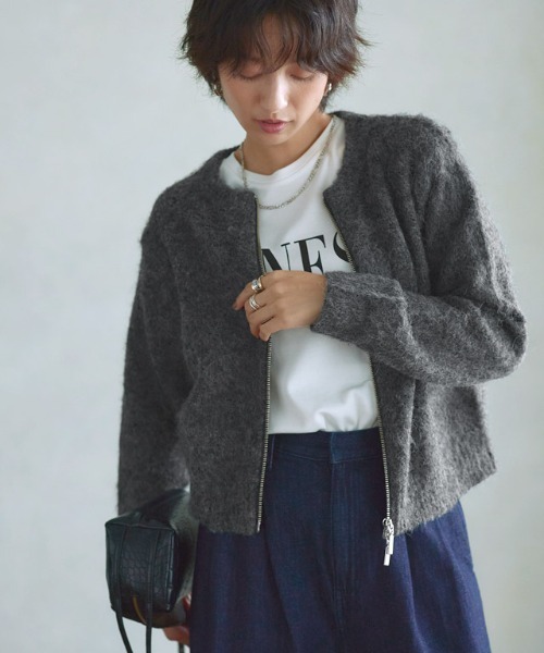 RASW（ラス）の「［RASW］シャギーWジップカーディガン（カーディガン/ボレロ・レディース・アイボリー/チャコール・L/M）」の16枚目の写真