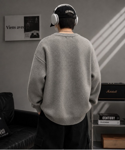 Bling Leads(ブリングリーズ)の「【Bls】【ZM】【Bling Leads】英字ロゴ入り JQDクルーニット(ニット/セーター・メンズ・ブラック/グレー・MEDIUM/LARGE)」の8枚目の写真