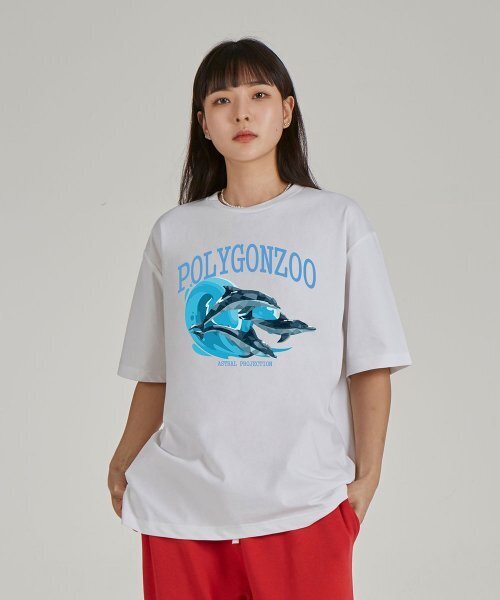 ASTRAL PROJECTION(アストラルプロジェクション)の「ポリゴンドルフィンラウンドネック15番手綿半袖Tシャツ_ホワイト(Tシャツ/カットソー・レディース・その他・LARGE/X-LARGE)」の1枚目の写真