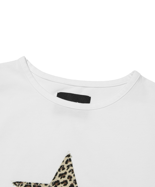 suade（スエード）の「LEOPARD STAR LONG SLEEVE [WHITE]（Tシャツ/カットソー・レディース・その他・FREE）」の3枚目の写真