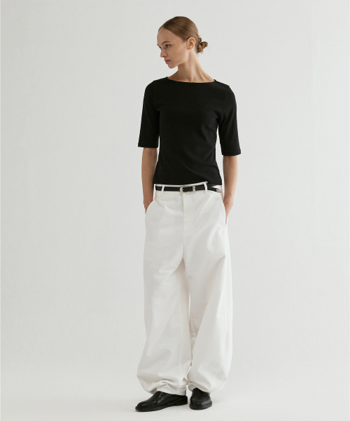Balloon Cotton Pants Off White