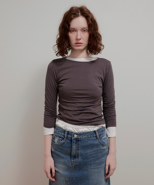 AOPT(アオプト)の「MODAL HALF SLEEVE T-SHIRT - CHARCOAL(Tシャツ/カットソー・レディース・その他・SMALL/MEDIUM)」の1枚目の写真