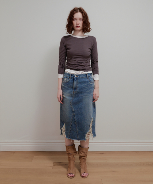 AOPT(アオプト)の「MODAL HALF SLEEVE T-SHIRT - CHARCOAL(Tシャツ/カットソー・レディース・その他・SMALL/MEDIUM)」の2枚目の写真