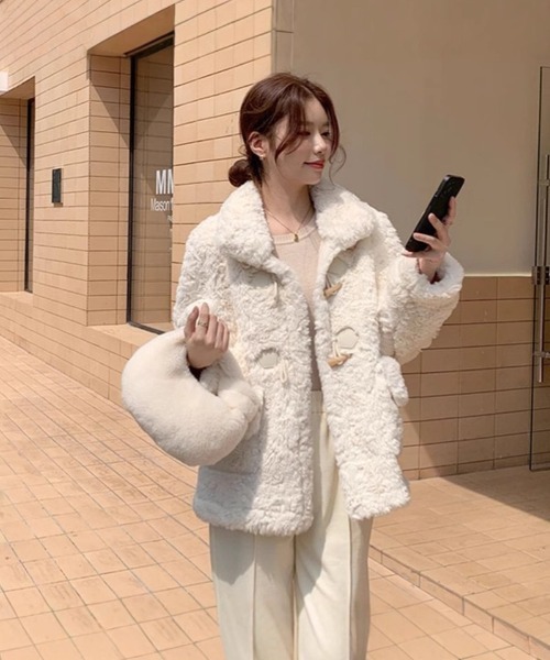 セール】もこもこ トグルボタン フェイクファー コート（その他