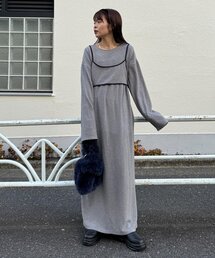 CIAOPANIC TYPY | 【すっきり見え／ビスチェ付き】あったかフリースワンピース(ワンピース)