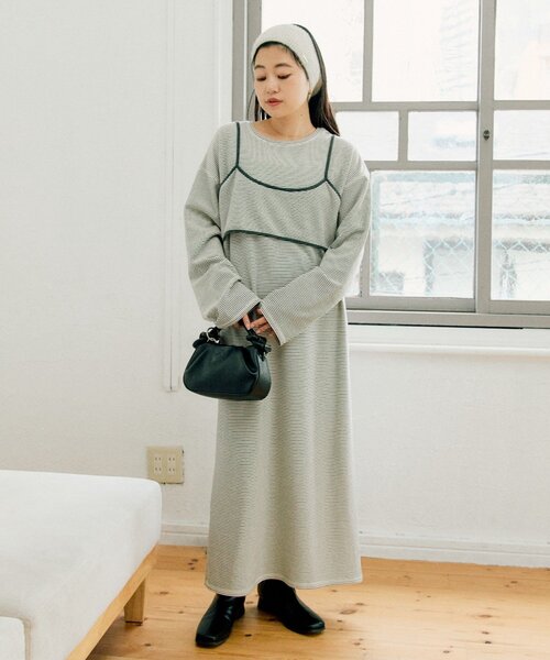 ビスチェ付き】フリースボーダーアソートワンピース（ワンピース