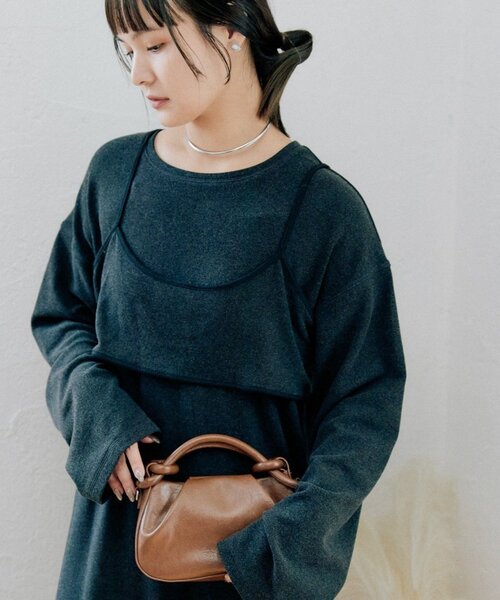 セール】【すっきり見え／ビスチェ付き】あったかフリースワンピース