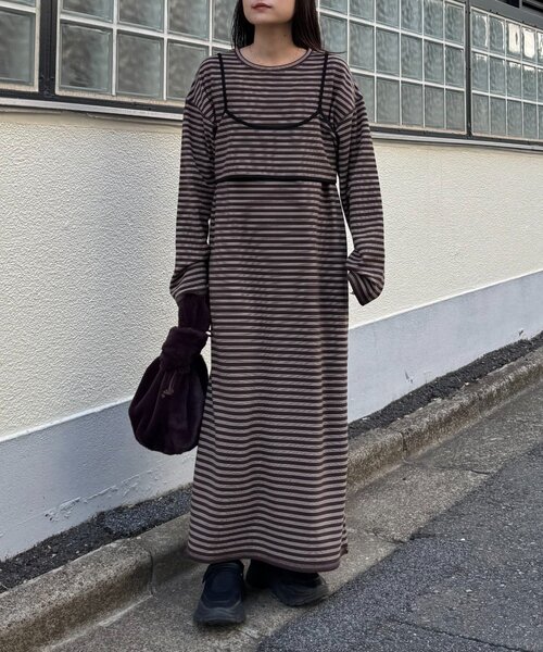 セール】【すっきり見え／ビスチェ付き】あったかフリースワンピース