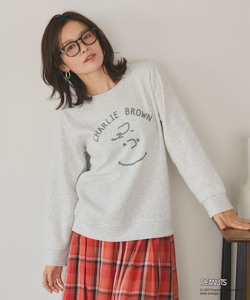 PEANUTS(ピーナッツ)の「【PEANUTS/ピーナッツ】チャーリーブラウンフロントプリント裏起毛スウェットトレーナー(ニット/セーター・レディース・チャコール/ベージュ/グリーン系その他・M/LL/3L/L)」の7枚目の写真