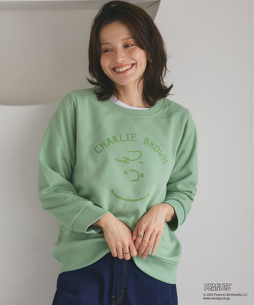 PEANUTS/ピーナッツ】チャーリーブラウンフロントプリント裏起毛