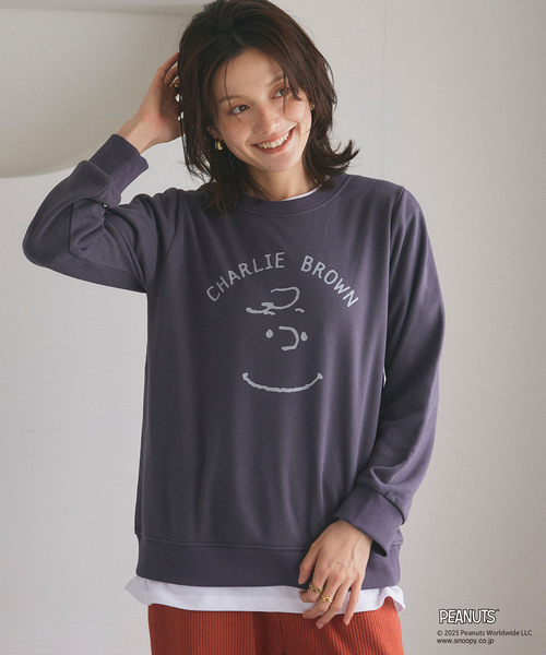 PEANUTS/ピーナッツ】チャーリーブラウンフロントプリント裏起毛