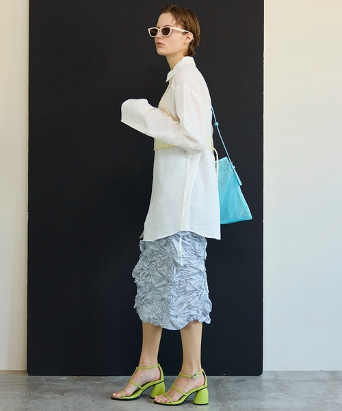 MAISON SPECIAL（メゾンスペシャル）の「Sheer Bustier Combi Shorts/シアービスチェコンビシャツ（シャツ/ブラウス・レディース・ピンク/ホワイト/グレー・FREE）」の5枚目の写真