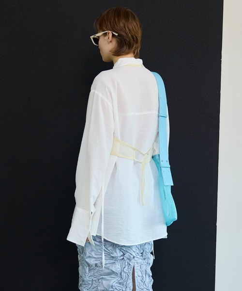 MAISON SPECIAL（メゾンスペシャル）の「Sheer Bustier Combi Shorts/シアービスチェコンビシャツ（シャツ/ブラウス・レディース・ピンク/ホワイト/グレー・FREE）」の8枚目の写真