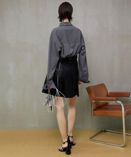 MAISON SPECIAL（メゾンスペシャル）の「Sheer Bustier Combi Shorts/シアービスチェコンビシャツ（シャツ/ブラウス・レディース・ピンク/ホワイト/グレー・FREE）」の14枚目の写真