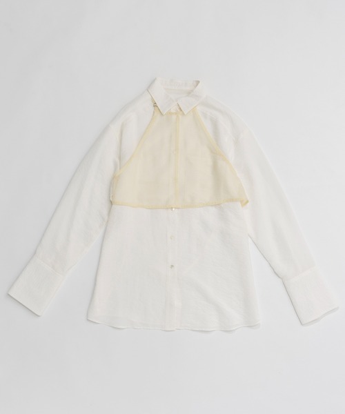MAISON SPECIAL（メゾンスペシャル）の「Sheer Bustier Combi Shorts/シアービスチェコンビシャツ（シャツ/ブラウス・レディース・ピンク/ホワイト/グレー・FREE）」の17枚目の写真