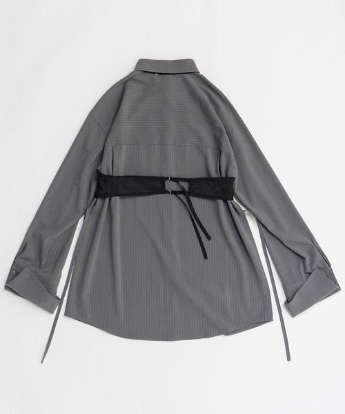 MAISON SPECIAL（メゾンスペシャル）の「Sheer Bustier Combi Shorts/シアービスチェコンビシャツ（シャツ/ブラウス・レディース・ピンク/ホワイト/グレー・FREE）」の22枚目の写真